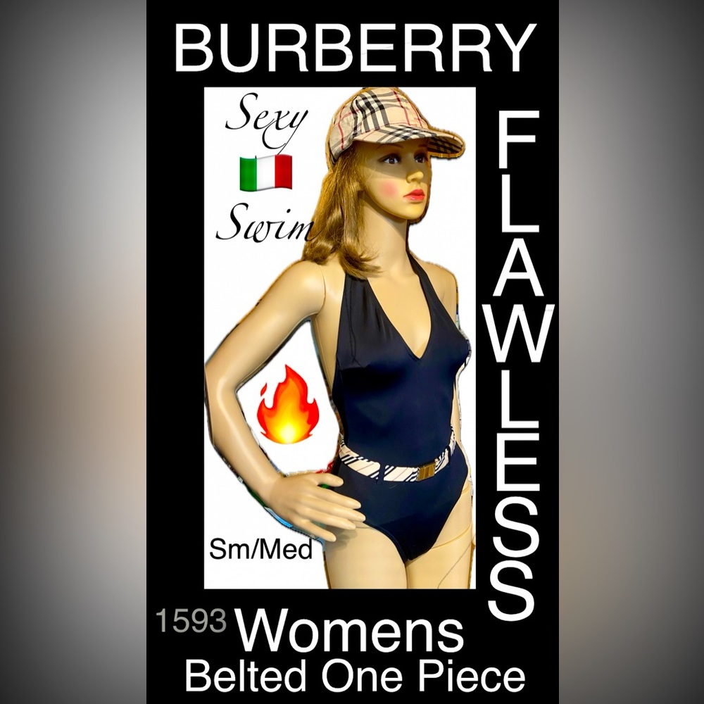 BURBERRY NOVA Stripe Belted Sexy One Piece Swimsuit🩱 🔥Flawless🔥EUC🔥Small/Med